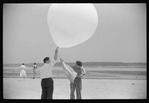 Untitled photo, possibly related to: Preparing to send up the weather balloon at the weather bureau at the municipal airport in Washington, D.C.