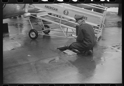 Receiving weather report through the underground communication system at the field of the municipal airport in Washington, D.C.