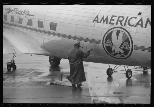 Untitled photo, possibly related to: Receiving weather report through the underground communication system at the field of the municipal airport in Washington, D.C.