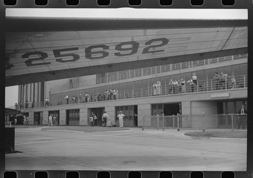 Visitors on the observation platform of the municipal airport in Washington, D.C.