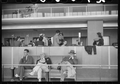 Passengers in the waiting room at the municipal airport in Washington, D.C.