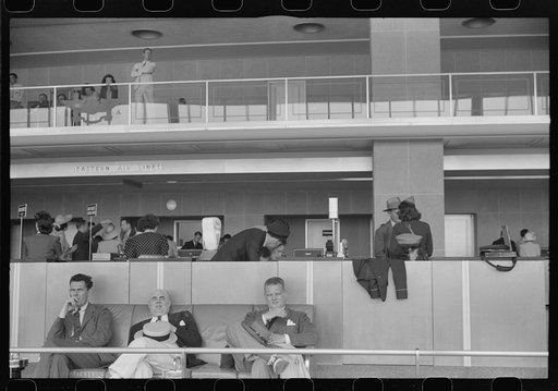 Untitled photo, possibly related to: Passengers in the waiting room at the municipal airport in Washington, D.C.