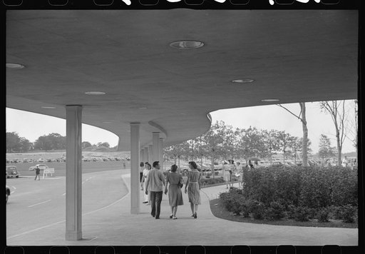 At the entrance to the municipal airport building in Washington, D.C.