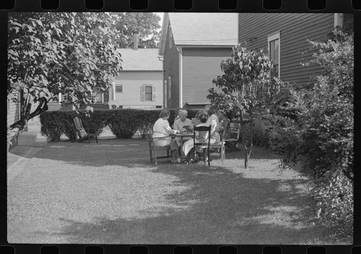 A bridge party on the lawn of a home in the outskirts of White River Junction, Vermont