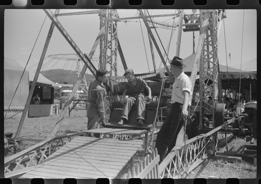 Getting on the ferris wheel at an American Legion carnival near Bellows Falls, Vermont
