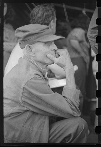 Spectator at an auction in East Albany, Vermont