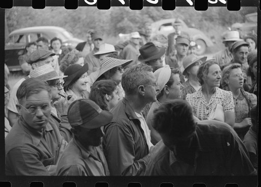 Untitled photo, possibly related to: Spectators at an auction in East Albany, Vermont