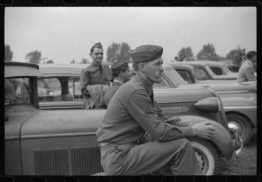 Soldiers from nearby Fort Ethan Allan at the Champlain Valley Exposition at Essex Junction, Vermont