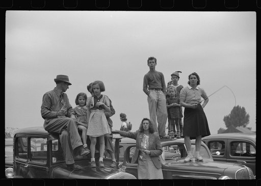 Untitled photo, possibly related to: Spectators at the Champlain Valley Exposition, Essex Junction, Vermont