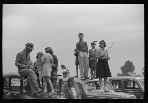 Untitled photo, possibly related to: Spectators at the Champlain Valley Exposition, Essex Junction, Vermont