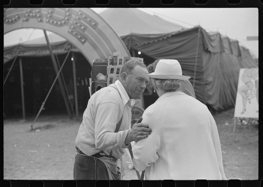 Tintype photographer trying to make a sale at the Champlain Valley Exposition, Essex Junction, Vermont
