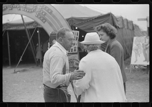 Tintype photographer trying to make a sale at the Champlain Valley Exposition, Essex Junction, Vermont