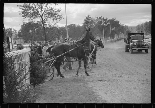 Untitled photo, possibly related to: At the finish line of the sulky races at the Rutland Fair, Vermont