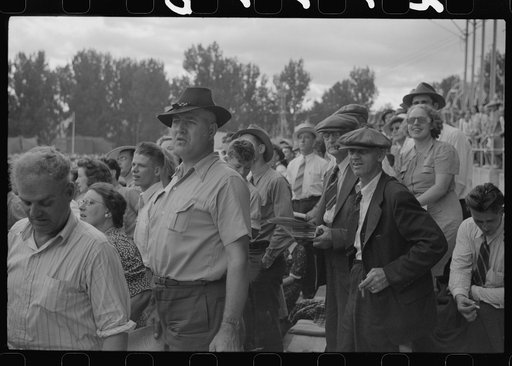 Untitled photo, possibly related to: Spectators at the sulky races at the Rutland Fair, Vermont