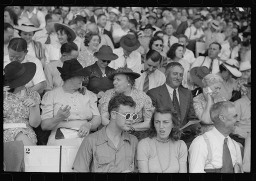 Untitled photo, possibly related to: Spectators at the sulky races at the Rutland Fair, Vermont