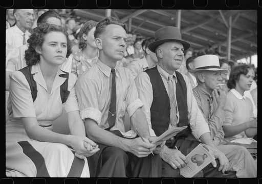 Spectators at the sulky races at the Rutland Fair, Vermont