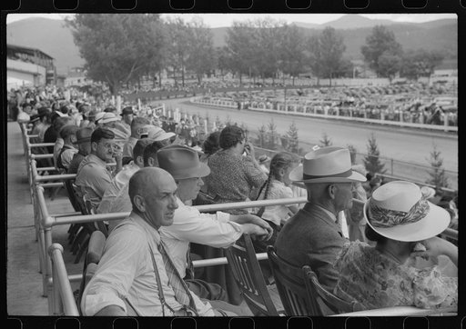 Untitled photo, possibly related to: At the finish line of the sulky races at the Rutland Fair, Vermont
