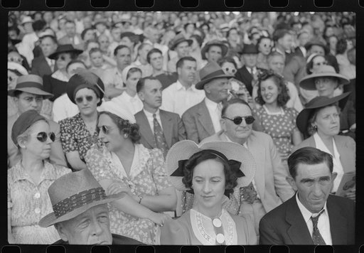 Untitled photo, possibly related to: Spectators at the sulky races at the Rutland Fair, Vermont