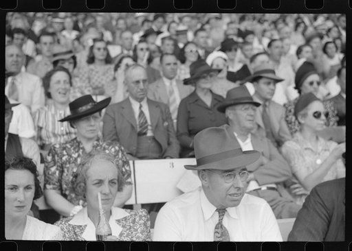Untitled photo, possibly related to: Spectators at the sulky races at the Rutland Fair, Vermont