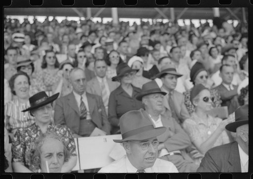 Untitled photo, possibly related to: Spectators at the sulky races at the Rutland Fair, Vermont