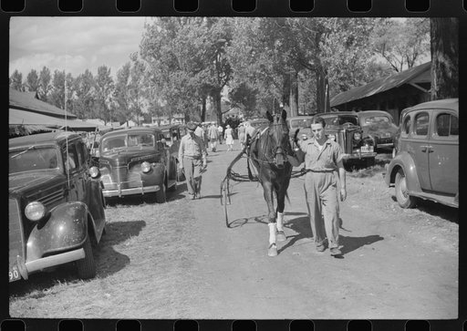 Untitled photo, possibly related to: Spectators at the sulky races at the Rutland Fair, Rutland, Vermont