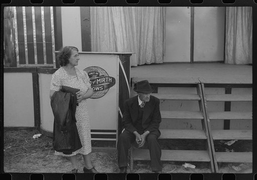 Untitled photo, possibly related to: Tired visitors at the Rutland Fair, Rutland, Vermont