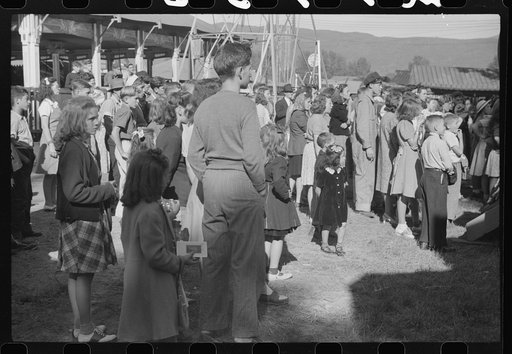 Untitled photo, possibly related to: At a "girlie" sideshow at the Rutland Fair, Rutland, Vermont
