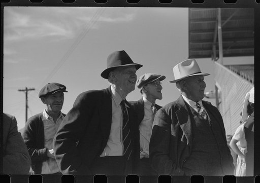 Untitled photo, possibly related to: Spectators watching sulky races at the Rutland Fair, Rutland, Vermont