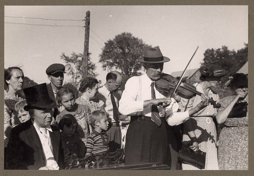 Mr. Ed Larkin, seventy-eight year old fiddler at the "World's Fair" in Tunbridge, Vermont