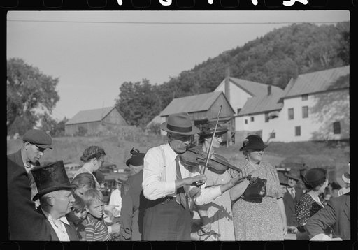 Untitled photo, possibly related to: Mr. Ed Larkin, seventy-eight year old fiddler at the "World's Fair" in Tunbridge, Vermont