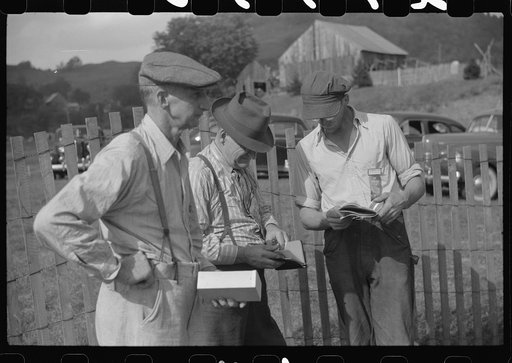 Untitled photo, possibly related to: Judges at the horse show at the "World's Fair" in Tunbridge, Vermont