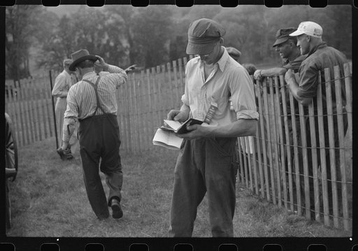 Untitled photo, possibly related to: Judges at the horse show at the "World's Fair" in Tunbridge, Vermont