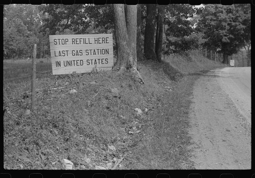 Sign along a road leading to Canadian border north of Highgate Springs, Vermont