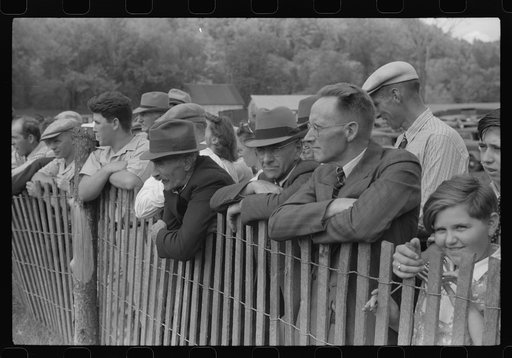 Untitled photo, possibly related to: Watching the weight-pulling contest at the "World's Fair" in Tunbridge, Vermont