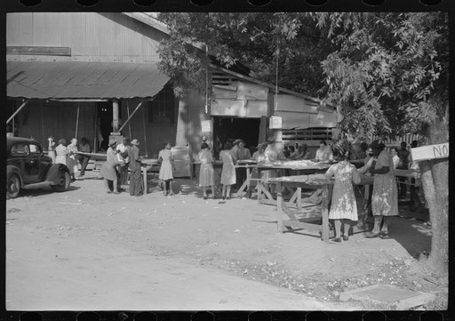 Untitled photo, possibly related to: Making a quilt from surplus commodity cotton in Greensboro, Greene County, Georgia