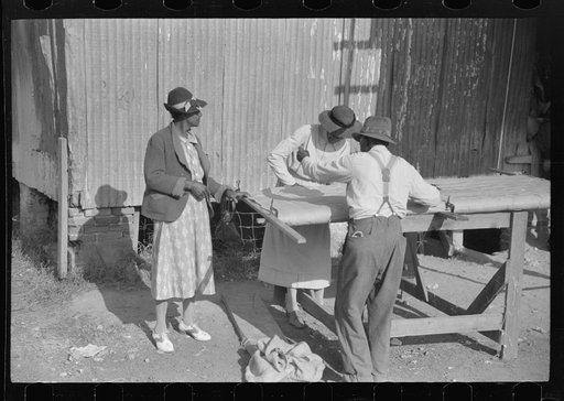 Untitled photo, possibly related to: Making quilts from surplus commodity cotton in Greensboro, Greene County, Georgia