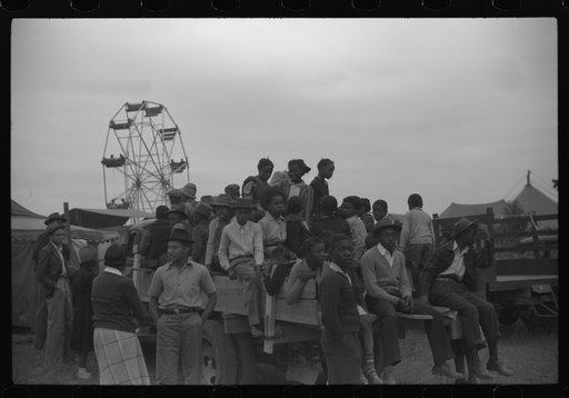 Negro schoolchildren came to the Greene County fair in trucks.  Greensboro, Georgia