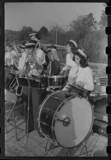 Untitled photo, possibly related to: Greensboro, Greene County, Georgia. Band at a football game