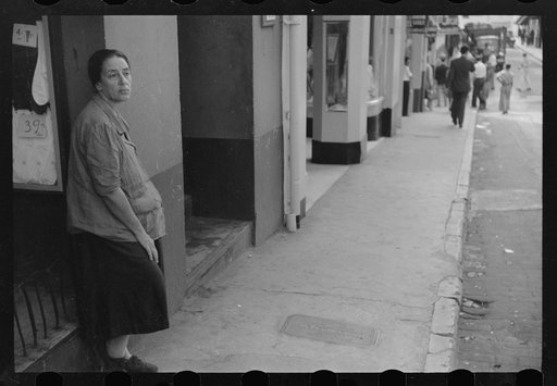Woman who asks for alms in the streets of San Juan, Puerto Rico