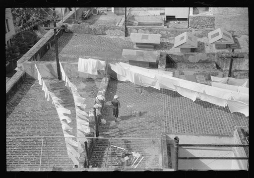Washing clothes on a rooftop in San Juan, Puerto Rico
