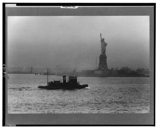 Statue of Liberty seen from the S.S. Coamo leaving New York