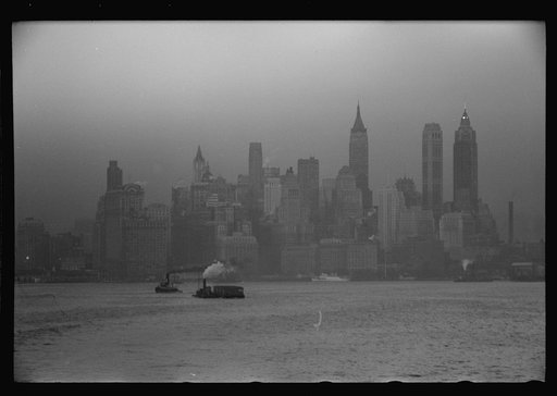 Untitled photo, possibly related to: A freighter pulling into New York Harbor