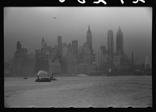 Untitled photo, possibly related to: A freighter pulling into New York Harbor
