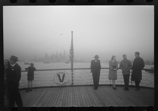 Untitled photo, possibly related to: Lower Manhattan seen from the S.S. Coamo leaving New York