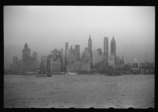 Untitled photo, possibly related to: A freighter pulling into New York Harbor