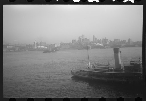 Untitled photo, possibly related to: A freighter pulling into New York Harbor