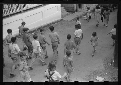 Children coming home from school, Barranquitas, Puerto Rico
