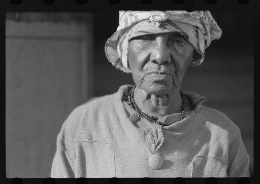 Old woman living in one of the slum "villages" in the northwestern part of the island. St. Croix, Virgin Islands