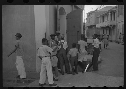 Boys playing on a street corner in Charlotte Amalie, Virgin Islands