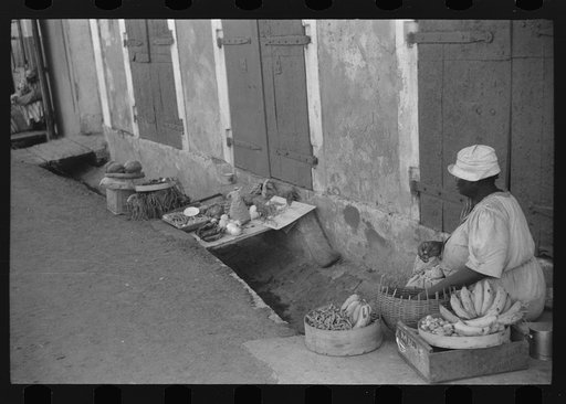 Charlotte Amalie, St. Thomas Island, Virgin Islands. Vegetable vendor along a side street near the waterfront